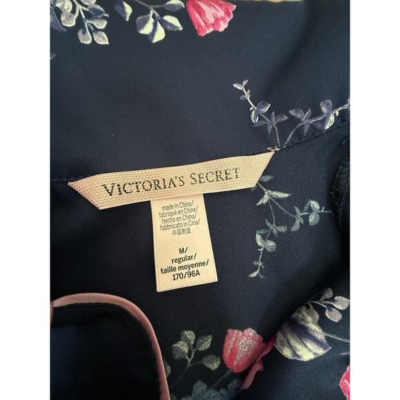 Victorias Secret AFTERHOURS SILKY SATIN Pajama Set Pajamas BLUE FLORAL Sz M - Picture 4 of 8